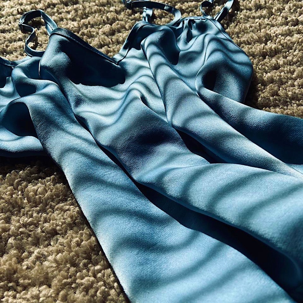 Blue Satin Tank Top